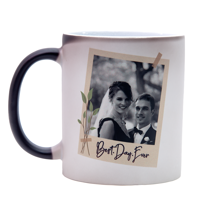 personalised matt black colour changing mug